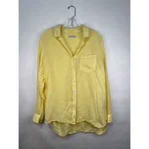 Outerknown Yellow Long Sleeve Linen Button Down Shirt Women's Size Small Flaws*